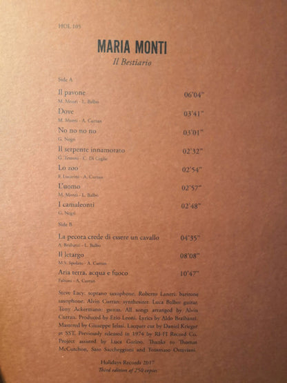 Maria Monti - Il Bestiario (nuovo)