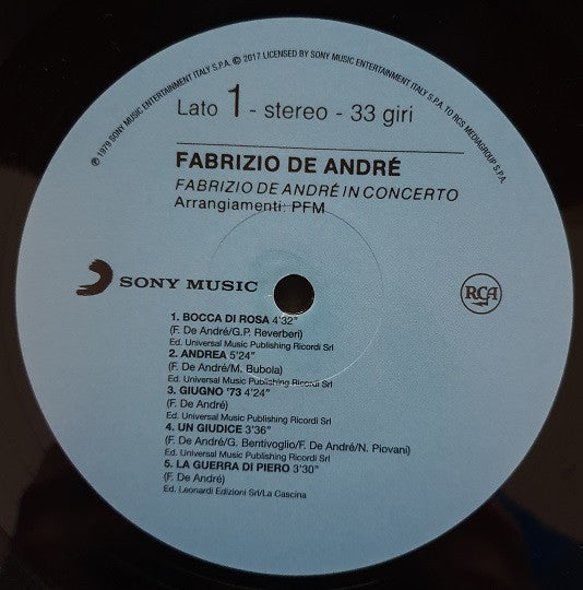 Fabrizio De André - In Concerto - Arrangiamenti PFM