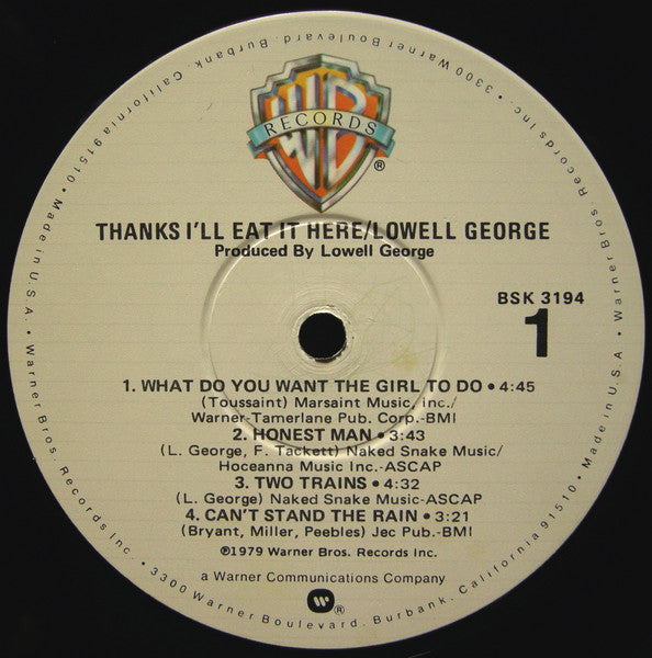 Lowell George - Thanks I'll Eat It Here