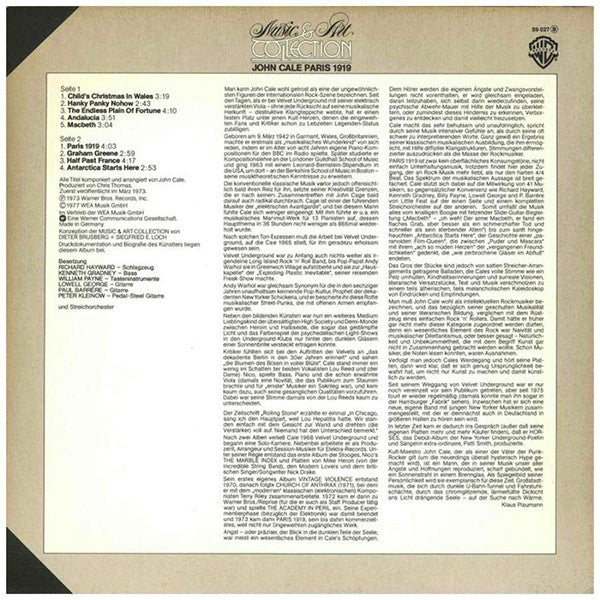 John Cale - Paris 1919 - Music & Art Collection