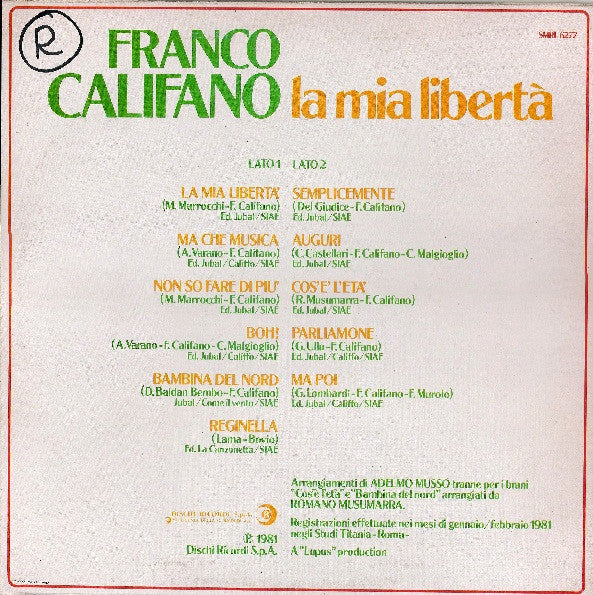 Franco Califano - La Mia Libertà
