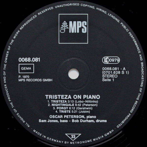 The Oscar Peterson Trio - Tristeza On Piano