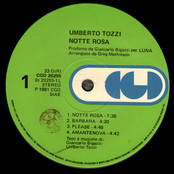 Umberto Tozzi - Notte Rosa