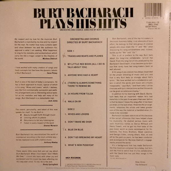 Burt Bacharach - Plays His Hits
