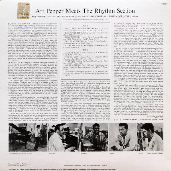 Art Pepper - Art Pepper Meets The Rhythm Section