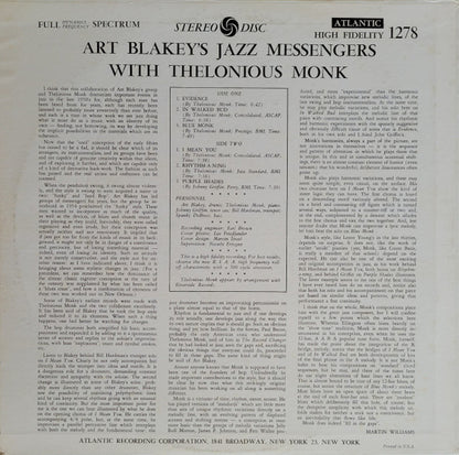 Art Blakey & The Jazz Messengers - Art Blakey's Jazz Messengers With Thelonious Monk