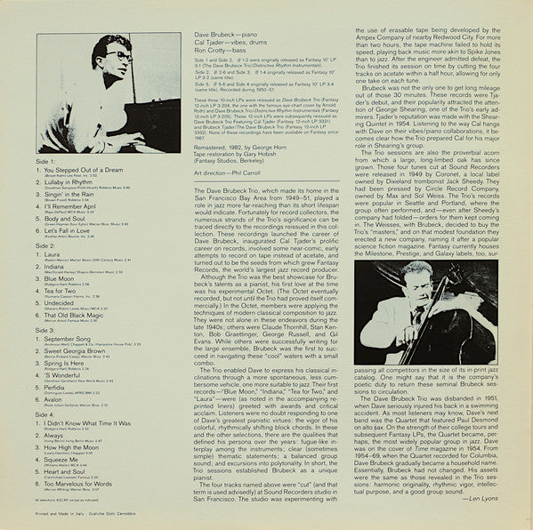 The Dave Brubeck Trio - Distinctive Rhythm Instrumentals
