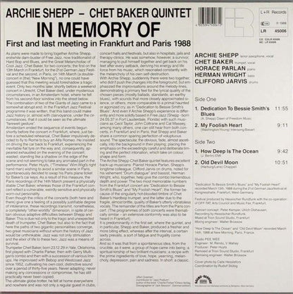 Archie Shepp - Chet Baker Quintet - In Memory Of (First And Last Meeting In Frankfurt And Paris 1988)