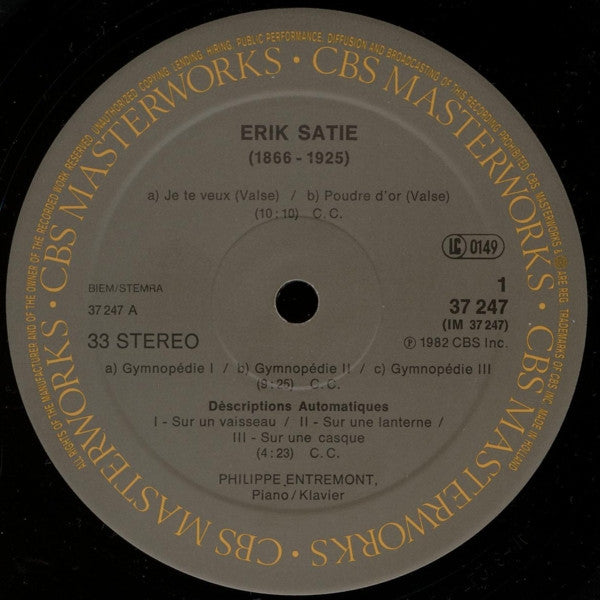 Satie / Entremont ‎– Piano / Klavier