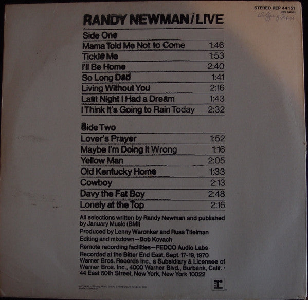 Randy Newman - Live
