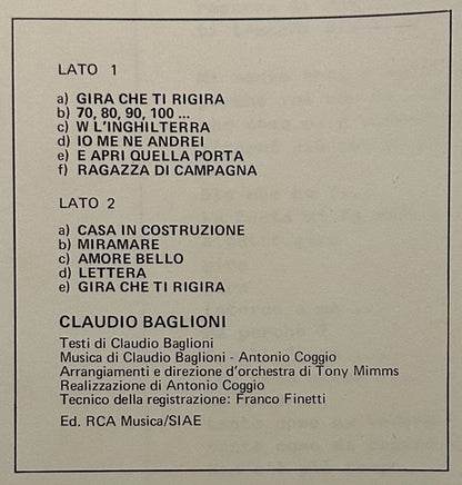 Claudio Baglioni - Gira Che Ti Rigira Amore Bello