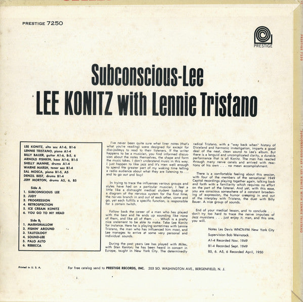 Lee Konitz - Subconscious-Lee
