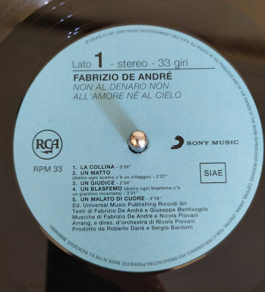 Fabrizio De André - Non Al Denaro Non All'Amore Nè Al Cielo (nuovo)