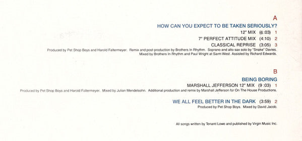 Pet Shop Boys - How Can You Expect To Be Taken Seriously?