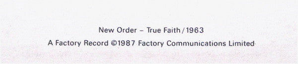 New Order - True Faith / 1963