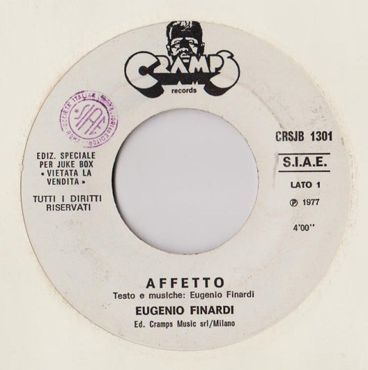 Eugenio Finardi / Canzoniere Del Lazio – Affetto / Nu Gatto Come Nu Lione - (7") - (jukebox)