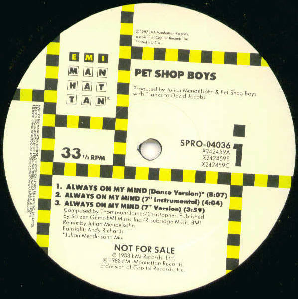 Pet Shop Boys ‎– Always On My Mind (promo)