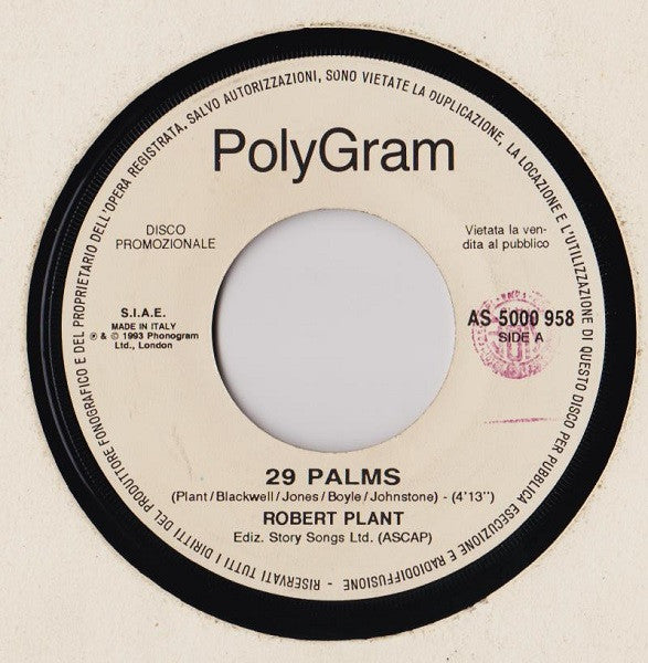 Robert Plant / Ugly Kid Joe – 29 Palms / Cats In The Cradle - (7") - (promo)