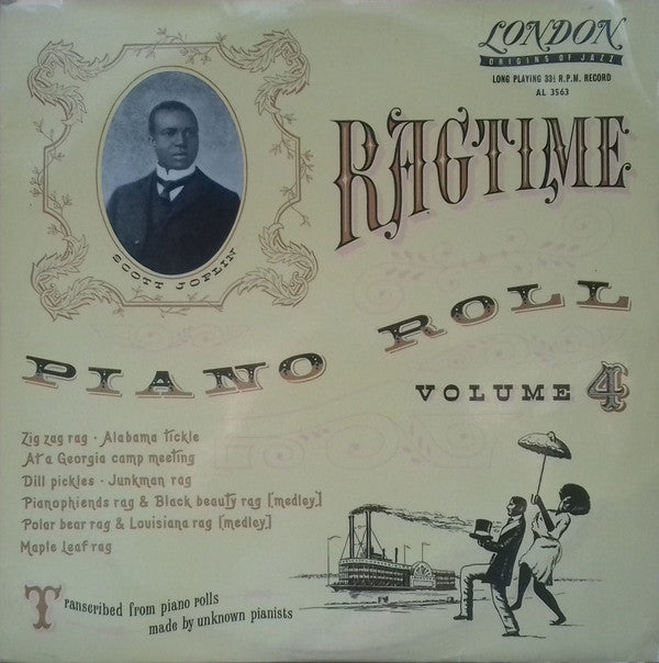 Unknown Artist ‎– Ragtime Piano Roll, Volume 4 (Early Rags And Cakewalks) - 10"